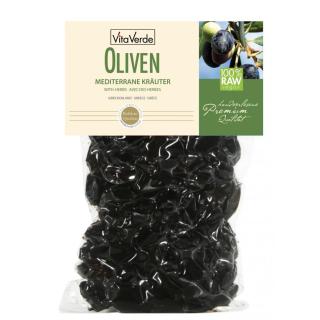 Oliven schwarz mit mediterranen Kräutern